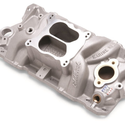 Edelbrock Manifold SBC 23-Degree Marine RPM 1955-1986 w/ Brass