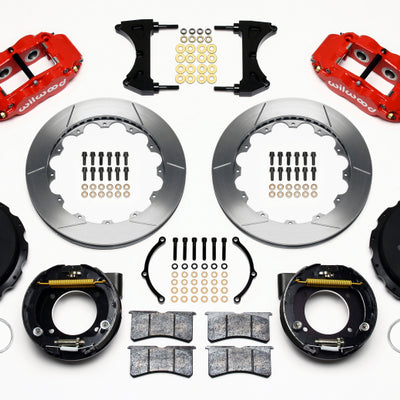 Wilwood Narrow Superlite 4R Rear P-Brk Kit 12.88in Red Ford 8.8 w/2.5in Offset-5 Lug