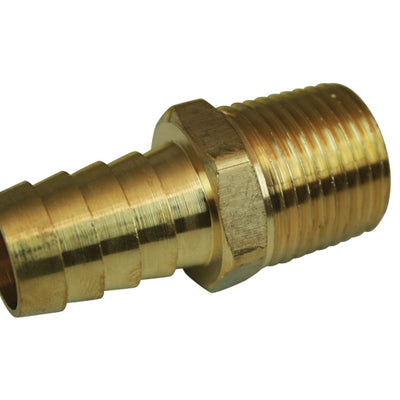 Moroso Straight Fitting - 1/2in NPT to 5/8in Barbed - Brass - Single