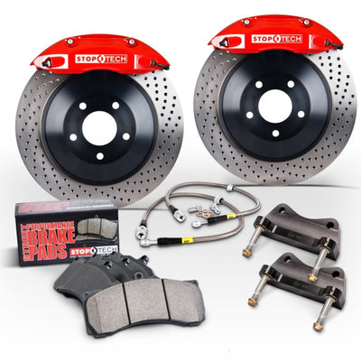 StopTech 15-18 Audi A3 Front BBK w/Red ST-41 Calipers 328x25mm Slotted Rotors