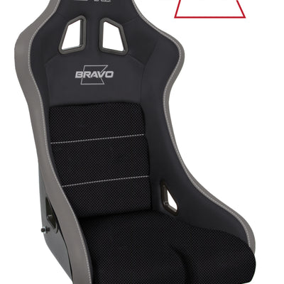 PRP Bravo Composite Seat- Black/Grey (PRP Silver Outline/Bravo Silver- Silver Stitching)