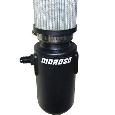 Moroso Breather Tank/Catch Can -6An Male Inlet - Black Polyethylene