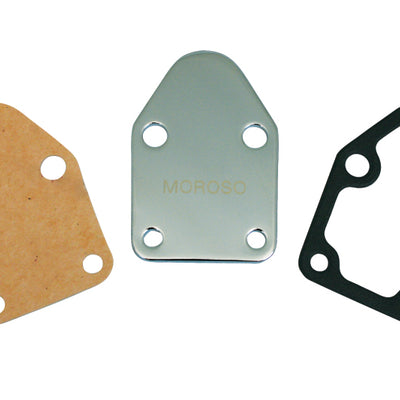 Moroso Chevrolet Small Block Fuel Pump Block-Off Plate - Chrome Plated Steel