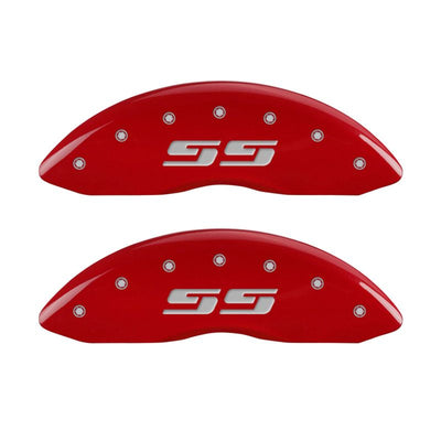 MGP 4 Caliper Covers Engraved Front & Rear MGP Red finish silver ch