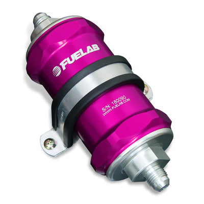 Fuelab 818 In-Line Fuel Filter Standard -10AN In/Out 10 Micron Fabric - Purple