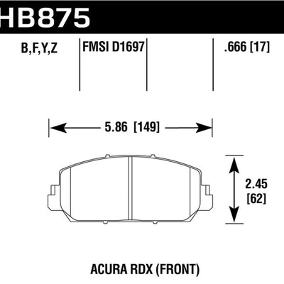 Hawk 2013 - 2018 Acura RDX DTC-60 Race Front Brake Pads