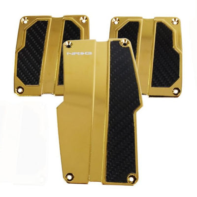 NRG Brushed Aluminum Sport Pedal M/T - Chrome Gold w/Black Carbon