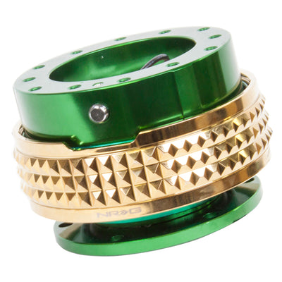 NRG Quick Release Kit - Pyramid Edition - Green Body / Chrome Gold Pyramid Ring