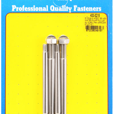 ARP 5/16-24 X 4.500 SS Hex Water Pump Pulley w/ 3.250in Fan Spacer Stud Kit