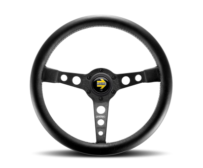 Momo Prototipo Steering Wheel 350 mm - Black Leather/Wht Stitch/Black Spokes