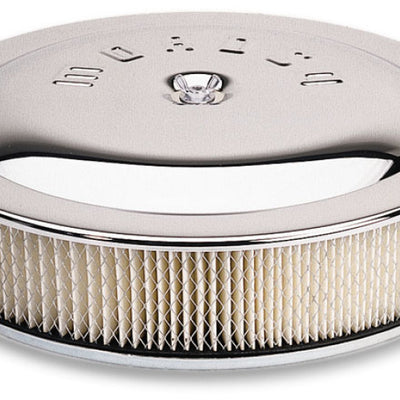 Moroso Racing Air Cleaner - 14in x 3in Filter - Flat Bottom - Aluminum - Chrome Plated