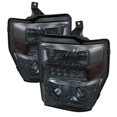 xTune Ford F250/350/450 Super Duty 08-10 Projector Headlights LED Halo Smoke PRO-JH-FS08-LED-SM