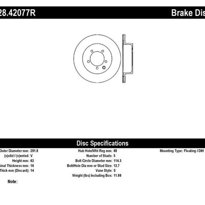 StopTech 03-04 Infiniti G35 / 03-05 G35X / 03-05 Nissan 350Z Cross Drilled Right Rear Rotor