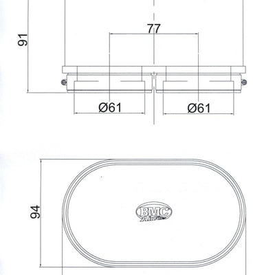 BMC Twin Air Carburetor Filter - 61mm x 2 ID / 74mm H