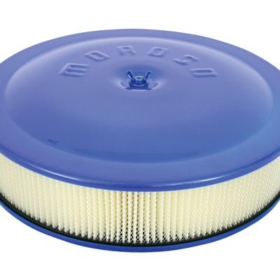 Moroso Racing Air Cleaner - 14in x 3in Filter - Aluminum - Blue Powder Coat