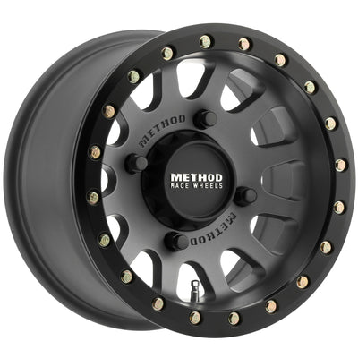 Method MR401 UTV Beadlock 15x7 / 4+3/13mm Offset / 4x156 / 132mm CB Titanium Wheel- Matte Black Ring