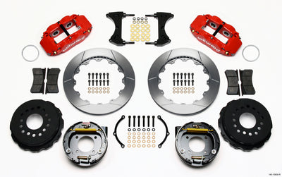 Wilwood Narrow Superlite 4R Rear P-Brk Kit 12.88in Red Chevy 12 Bolt-Spec 3.15in Bearing Front mt