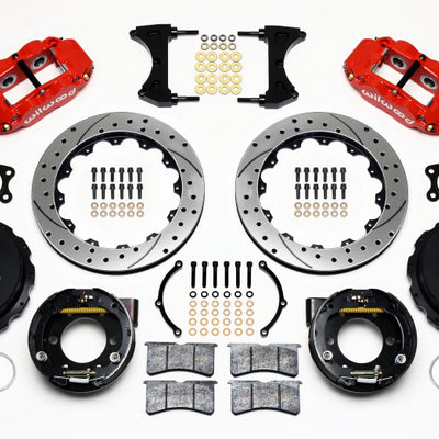 Wilwood Narrow Superlite 4R Rear P-Brk Kit 12.88in Drilled Red Small Ford 2.50in Offset