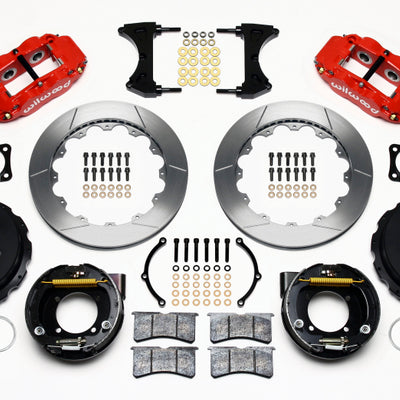 Wilwood Narrow Superlite 4R Rear P-Brk Kit 12.88in Red Chevy 12 Bolt-Spec 3.15in Bearing