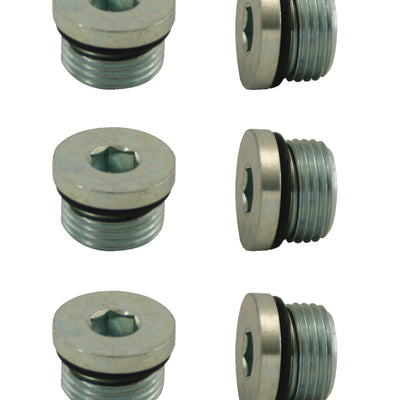 Moroso Pipe Plug w/O-Ring -8An 3/4in-16 - Steel - 6 Pack