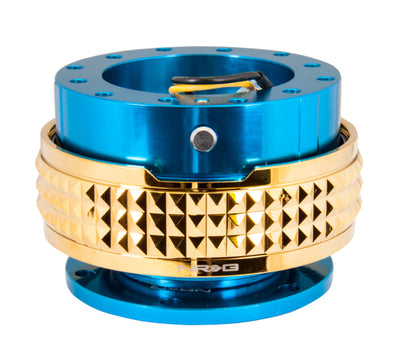 NRG Quick Release Kit - Pyramid Edition - Blue Body / Chrome Gold Pyramid Ring