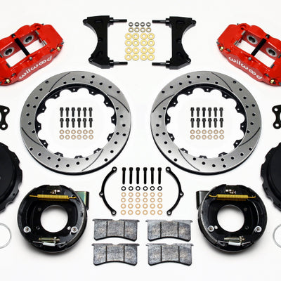 Wilwood Narrow Superlite 4R Rear P-Brk Kit 12.88in Drill Red Big Ford New Style 2.50in Offset