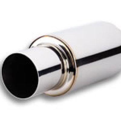 Vibrant TPV Turbo Round Muffler (17in Long) with 4in Round Tip Straight Cut - 3in inlet I.D.