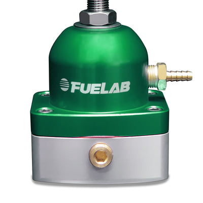 Fuelab 545 EFI Adjustable Mini FPR In-Line 90-125 PSI (1) -6AN In (1) -6AN Return - Green