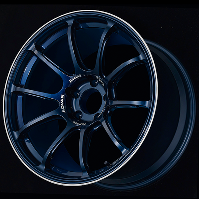 Advan RZ-F2 18x9.5 +12 5x114.3 Racing Titanium Blue and Ring Wheel
