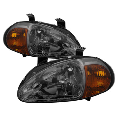 xTune Honda Del Sol 93-97 1Pc Amber Crystal Headlights Smoke HD-ON-HDEL93-1P-AM-SM