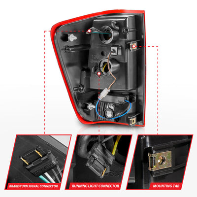 ANZO 04-15 Nissan Titan Full LED Taillights Chrome Housing Red/Clear Lens